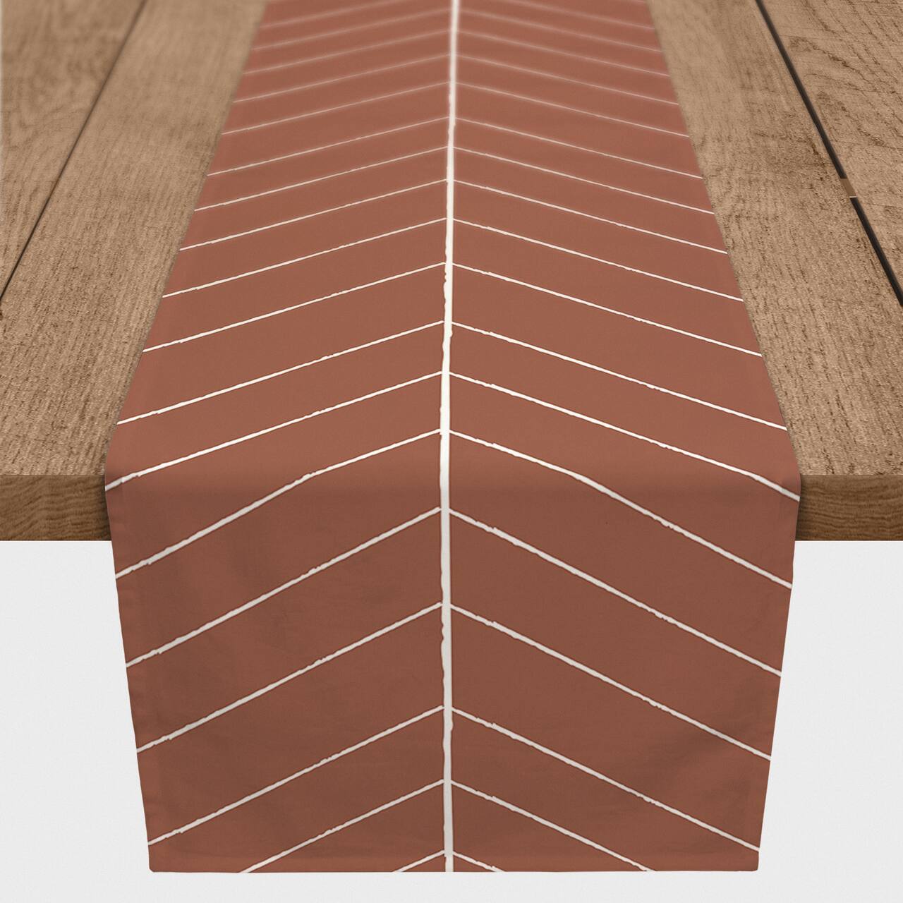 Burnt Orange Lines 16" x 90" Cotton Twill Runner
